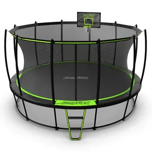JumpFlex HERO 15' Trampoline with PROJAM Hero Basketball Hoop and Net Attachment
