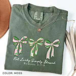 Comfort Colors Not Lucky Simply Blessed TShirt, Christian St Patrick Day Tee, Religious Lucky Clover T-Shirt, Blessed Mama Gift Roman 4:7-8