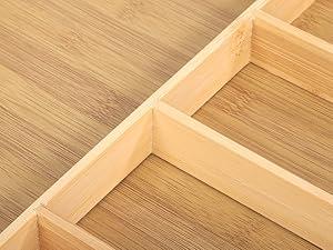 [New Deal] Expandable Bamboo Drawer Organizer 7 Compartments Adjustable for Utensils Silverware Kitchen Living Room Bedroom Eco-Friendly Premium Gift Boxes