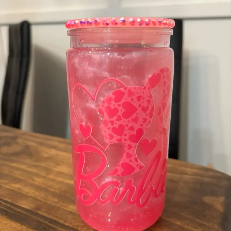 Pink Coquette Snow Globe Tumbler | Girly Glitter Cup | Pink Aesthetic Drinkware | Cute Tumbler for Her | Coquette Gift