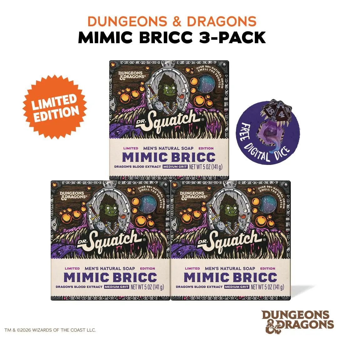 Dungeons & Dragons Mimic Bricc 3-Pack - Dr. Squatch Exclusive Limited Edition Bar Soap