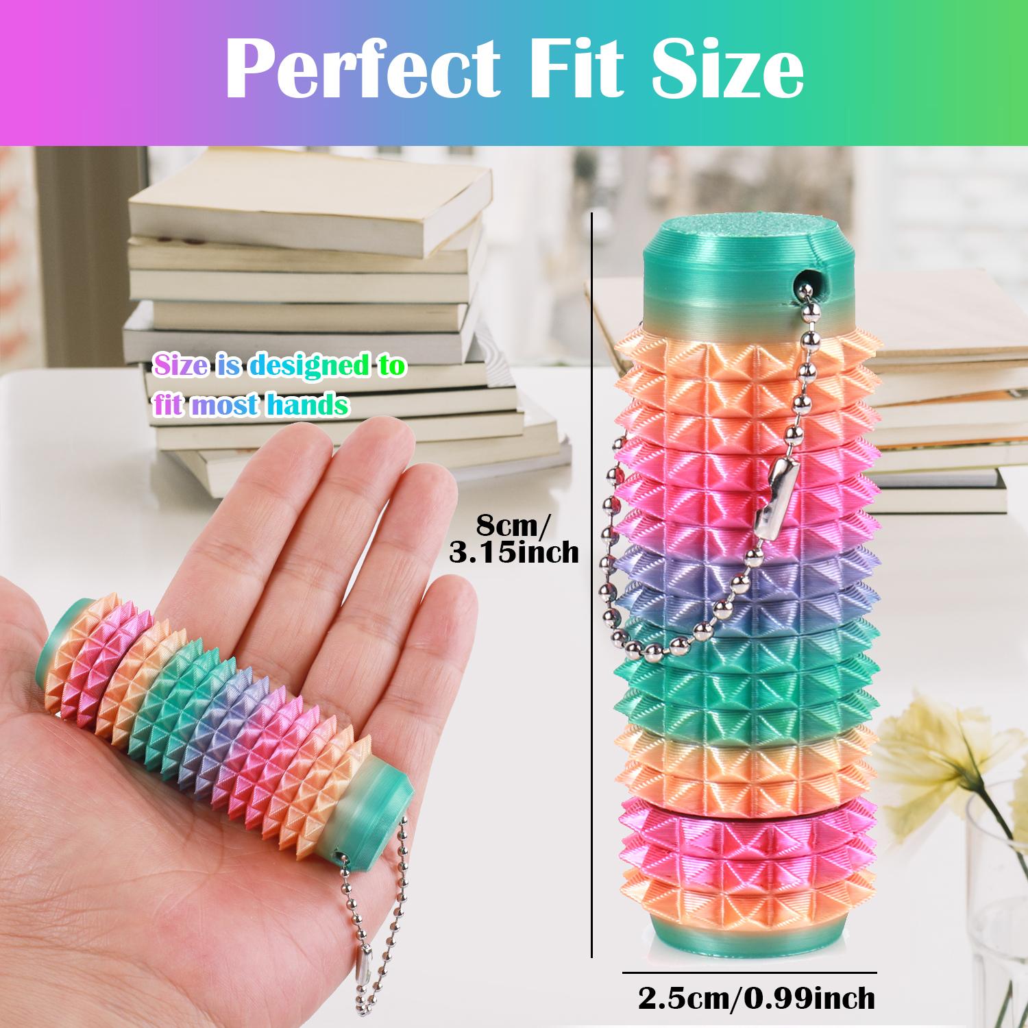 Press and Rotate Fidget Toy for Adults, 3D Printed Portable Spiky Sensory Keychain for Anxiety Relief, Pocket Stress Relief Tool for Focus and Calming littlest statues Silicone Rubber fidgets