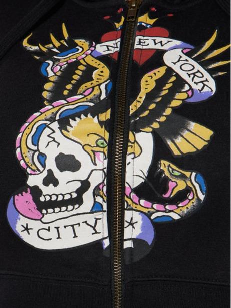 Ed Hardy NYC Zip Front Hoodie - Black