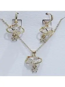 Gold-Plated Heart & Star Jewelry Set (Necklace and Earrings)