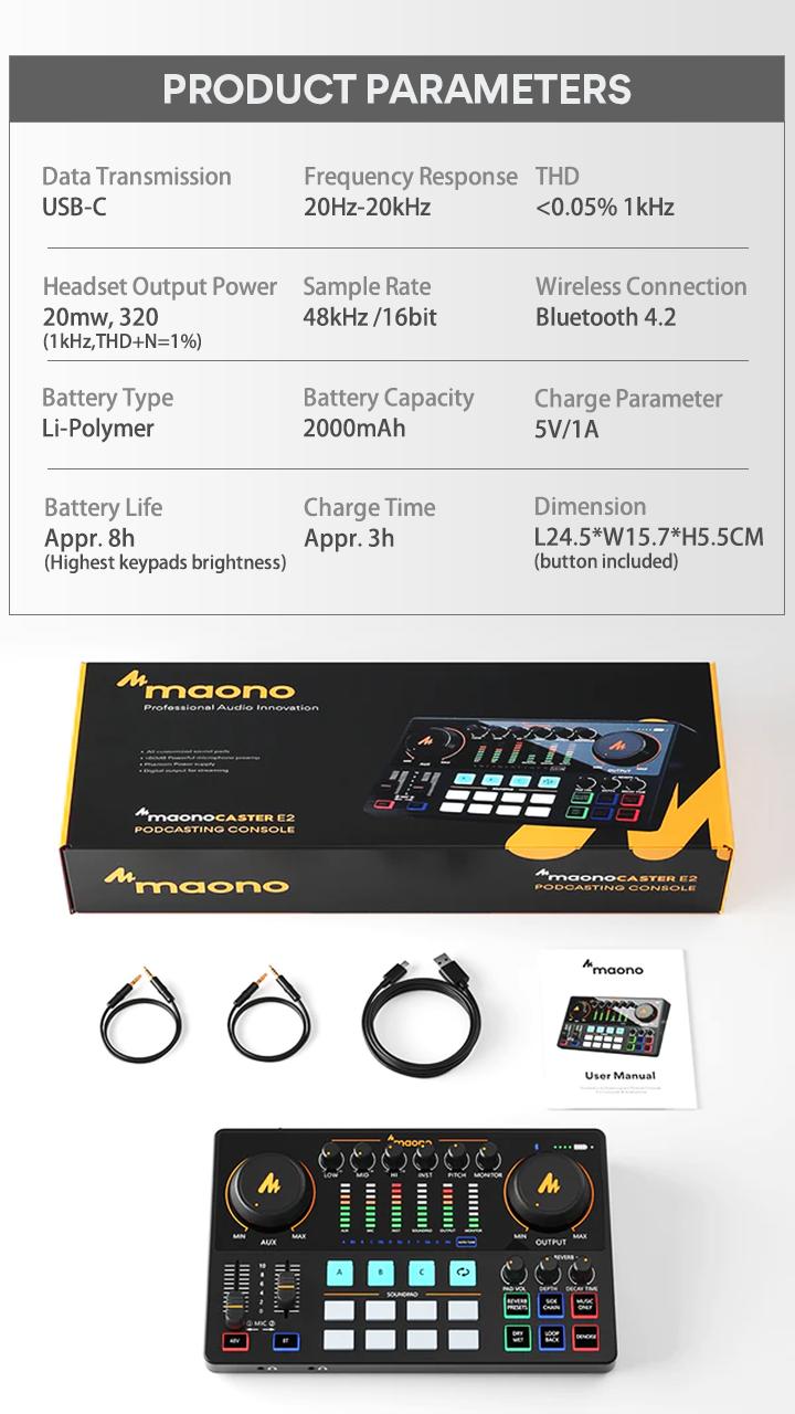 MAONO USB Audio Mixer and Interface For the XLR microphone, the Smartphone Comes with Noise Reduction, Adapter Cable, Bluetooth for Content Creation.