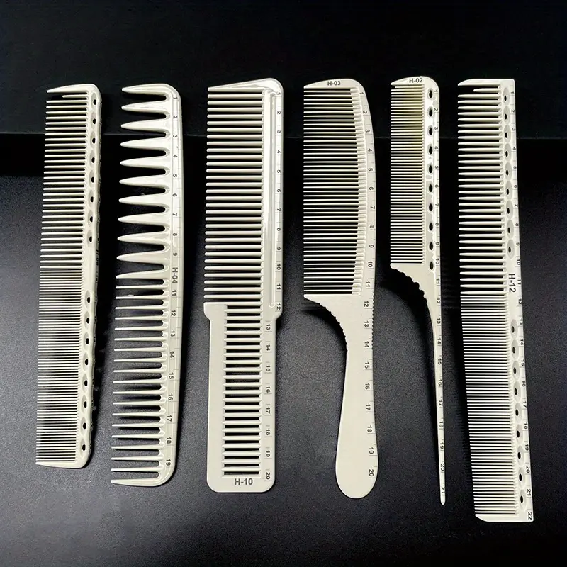 6-Piece Professional Haircut Comb Set, Precise Measurement, Durable Abs Material, Salon Tools, Ideal for Stylists, Hair Combs, Single Item Pack