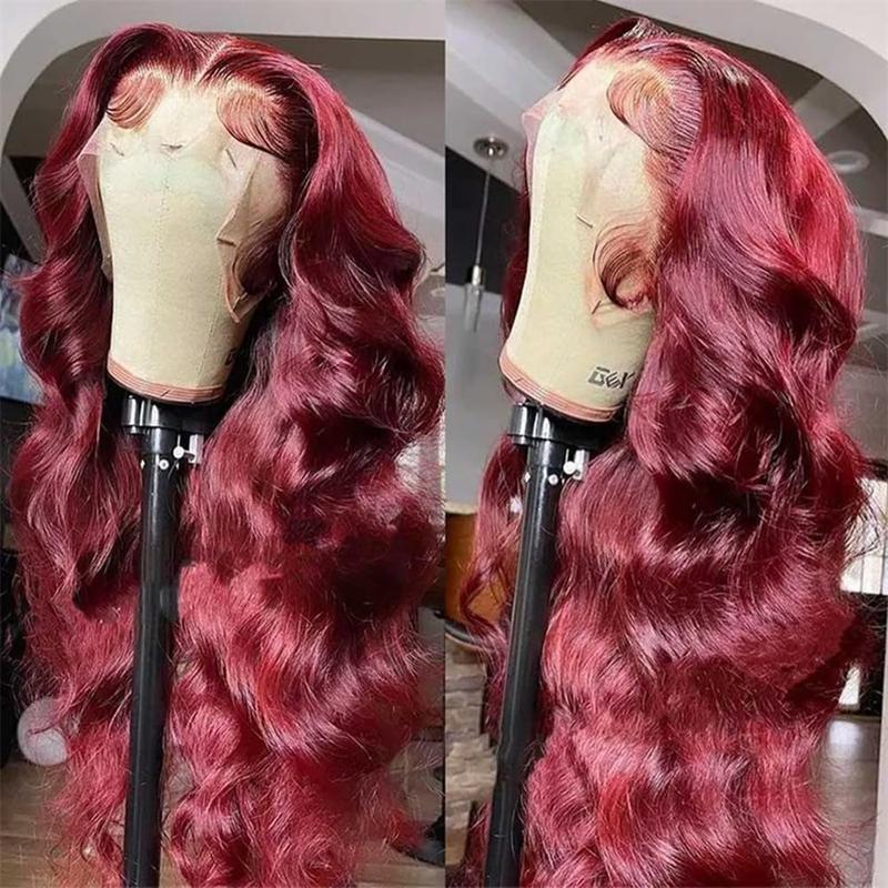 Bling Hair 32 34 Inch 13x6 Lace Front Wigs Human Hair Pre Plucked 99j Burgundy Body Wave 13x4 Lace Front Wigs For Black Women 180 Density