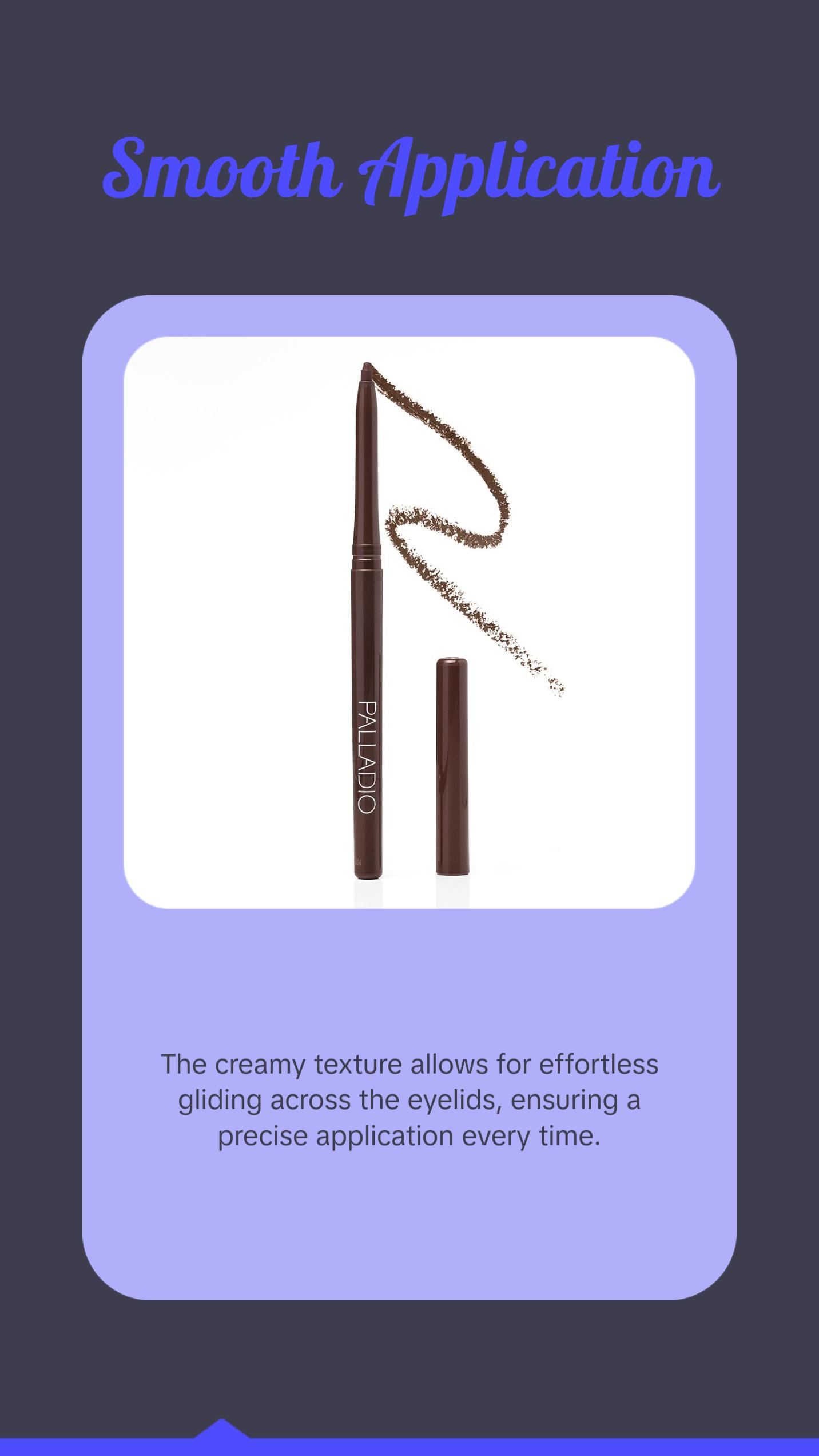 Palladio Retractable Waterproof Eyeliner, Richly Pigmented Color and Creamy, Slip Twist Up Pencil Eye Liner, Smudge Proof Long Lasting Application, All Day Wear, No Sharpener Required