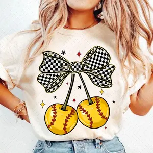 Softball Cherries Coquette T-Shirt, Softball Coquette T-Shirt, Game Day Softball T-Shirt, Checkered Softball Bow, Softball Mama T-Shirt, Softball Mom T-Shirt