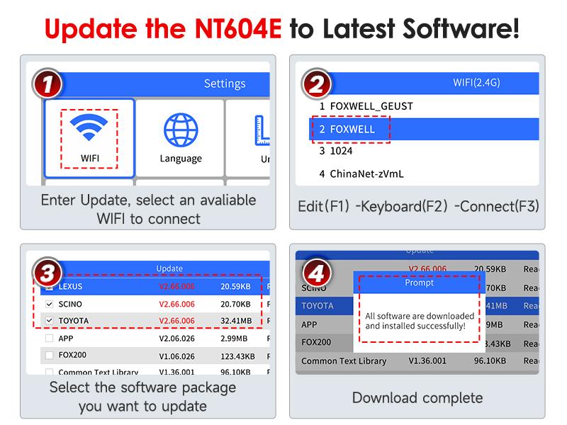 FOXWELL Car Scanner NT604 Elite OBD2 Scanner ABS SRS Transmission, Check Engine Code Reader for Cars and Trucks, Diagnostic Scan Tool with SRS Airbag, Automotive Diagnostic Tool with Live Data