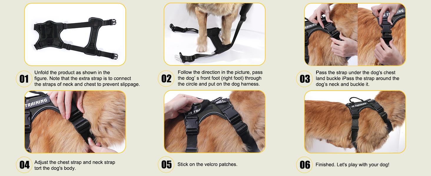 Service Dog Harness with Reflective Vest - Adjustable Soft Oxford Pet Harness with 5 Removable Patches Breathable Mesh Lining Easy Control for Small & Medium Dogs Geometric Design
