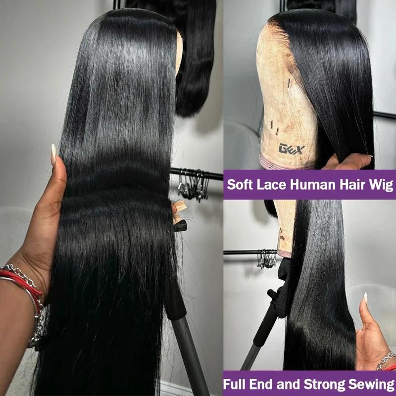 Bling Hair 180 Density 13x6 13x4 HD Transparent Straight Lace Frontal Wigs Human Hair 32 34 Inch 360 Full Lace Front Wig PrePlucked For Women
