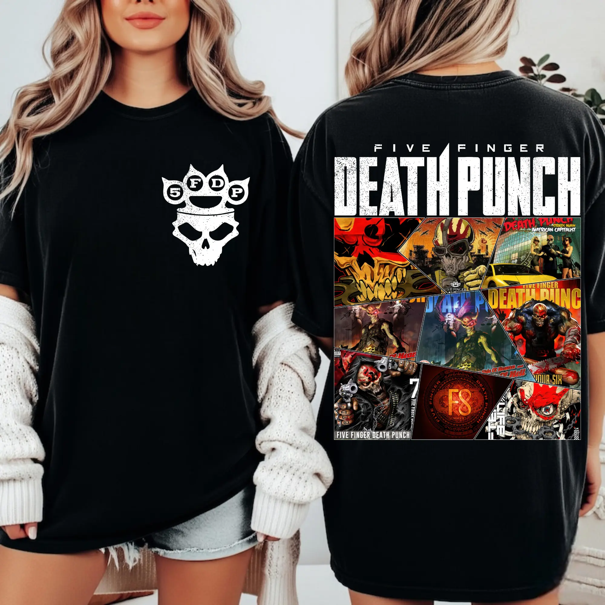 FFDP Discography Graphic Tee, Heavy Metal Album Art Shirt, Vintage Rock Style, Unisex Oversized Tee