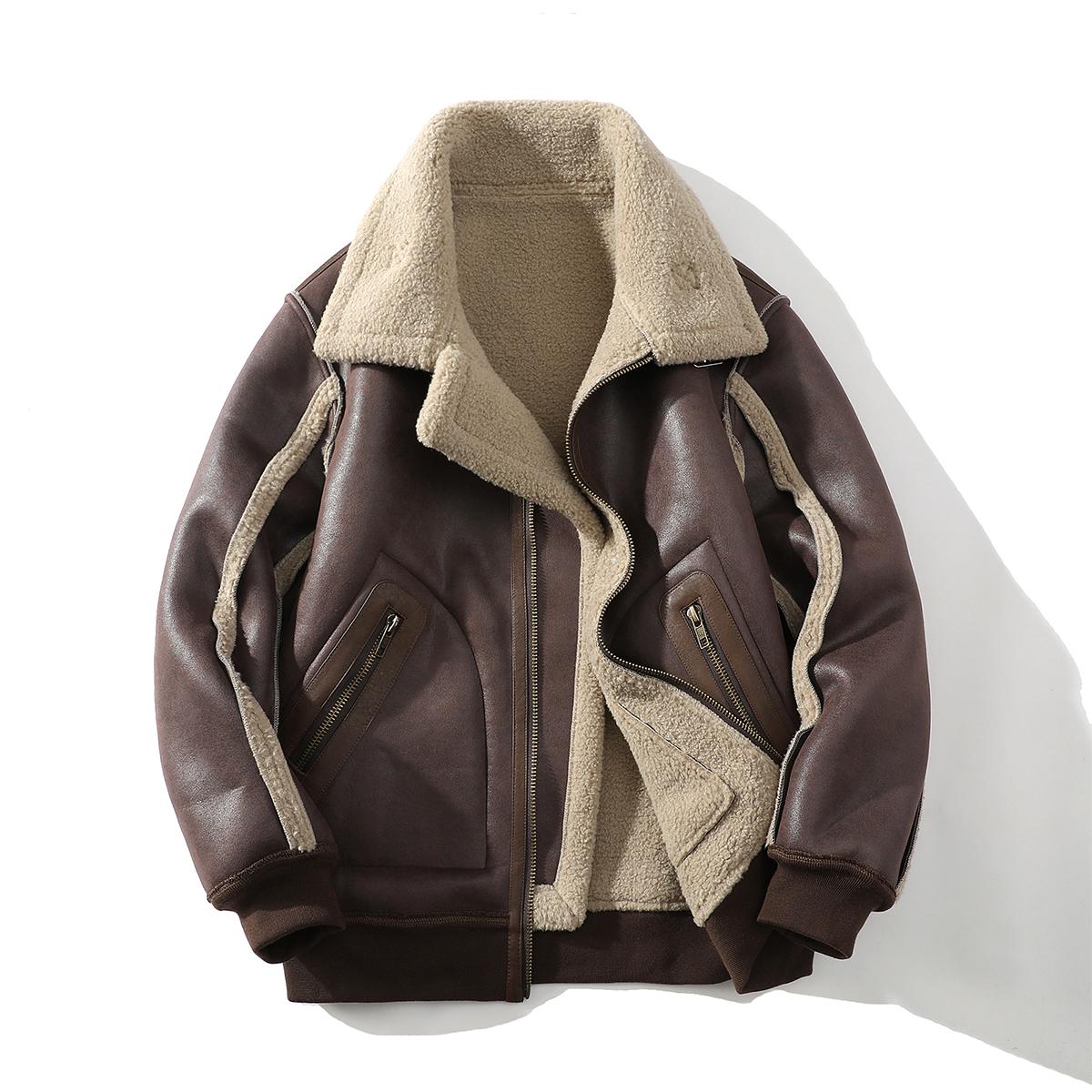Stylish Men's Handmade Limited Edition Winter Faux Suede Moto Coat - Warm Fleece Lined, Thickened, Windproof Menswear Top for Outdoor Activities, Coats