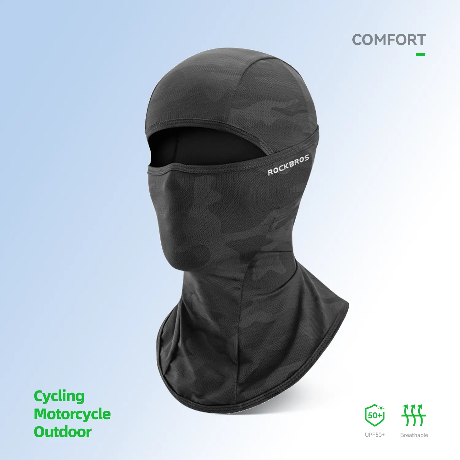 ROCKBROS Multifunctional Cooling Balaclava Face Mask - Stretchy Fit, Breathable Neck Gaiter for Men - Ideal for Cycling, Motorcycle Riding