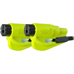 Pack of 2, The Original Emergency Keychain Car Escape Tool, 2-in-1 Seatbelt Cutter and Window Breaker, Made in USA, Safety Yellow