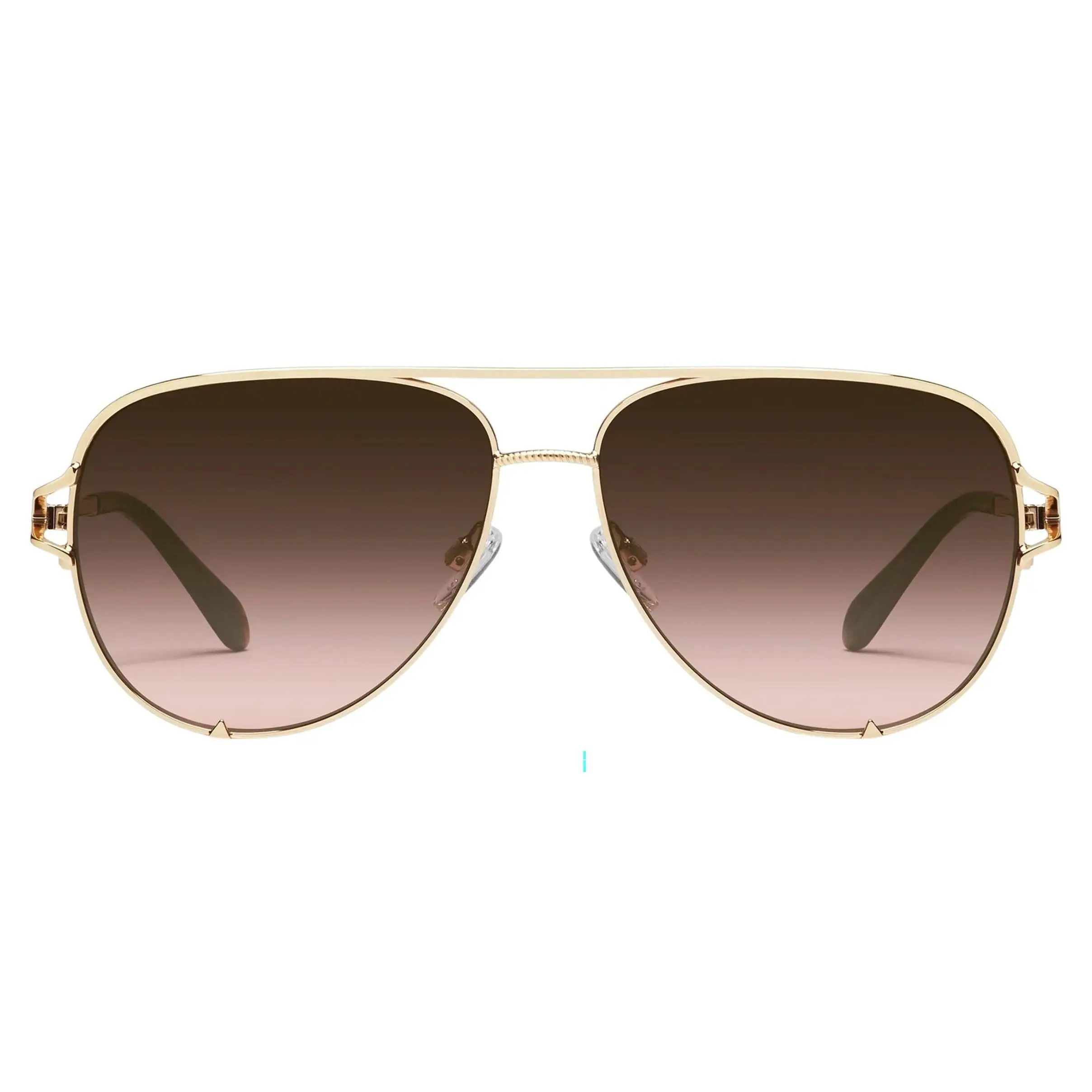 QUAY AUSTRALIA High Key Twist Female Oversized Aviator Sunglasses - Stylish Accessories, Oversized Glasses, Statement Frame Glasses with Twist Detail, Universal Fit, UV Lens UV Protection (Gold/Brown Rose), Chic Frame, Uv-Protection Lens