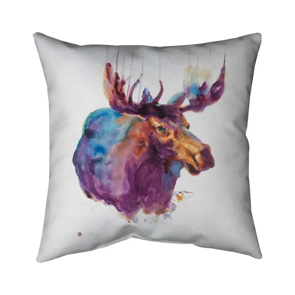 Begin Home Decor 5542-2020-AN254 Cozy 20x20 in. Artistic Abstract Moose Outdoor Throw Pillow - Flair-Adding Wildlife Textile for Living Room, Patio