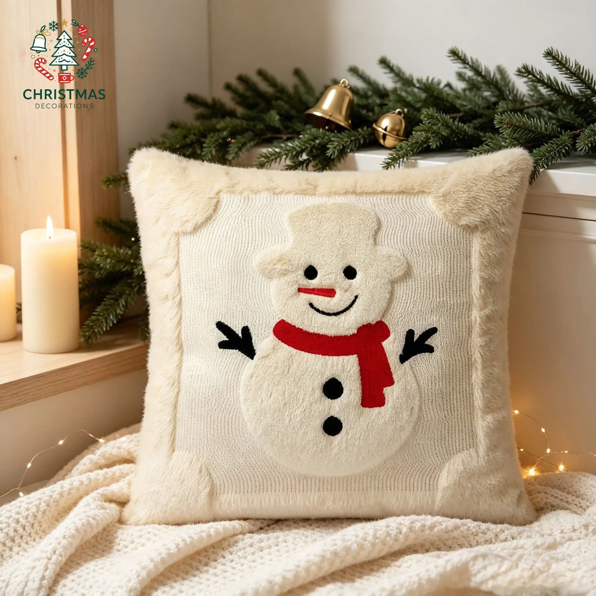 Christmas Throw Pillow Cover, 2Pcs 18x18 Inch Festive Decorative Pillow Cases with 3D Pattern, Cozy Christmas Home Decor Cushion for Sofa, Bed, Couch & Living Room homedecor