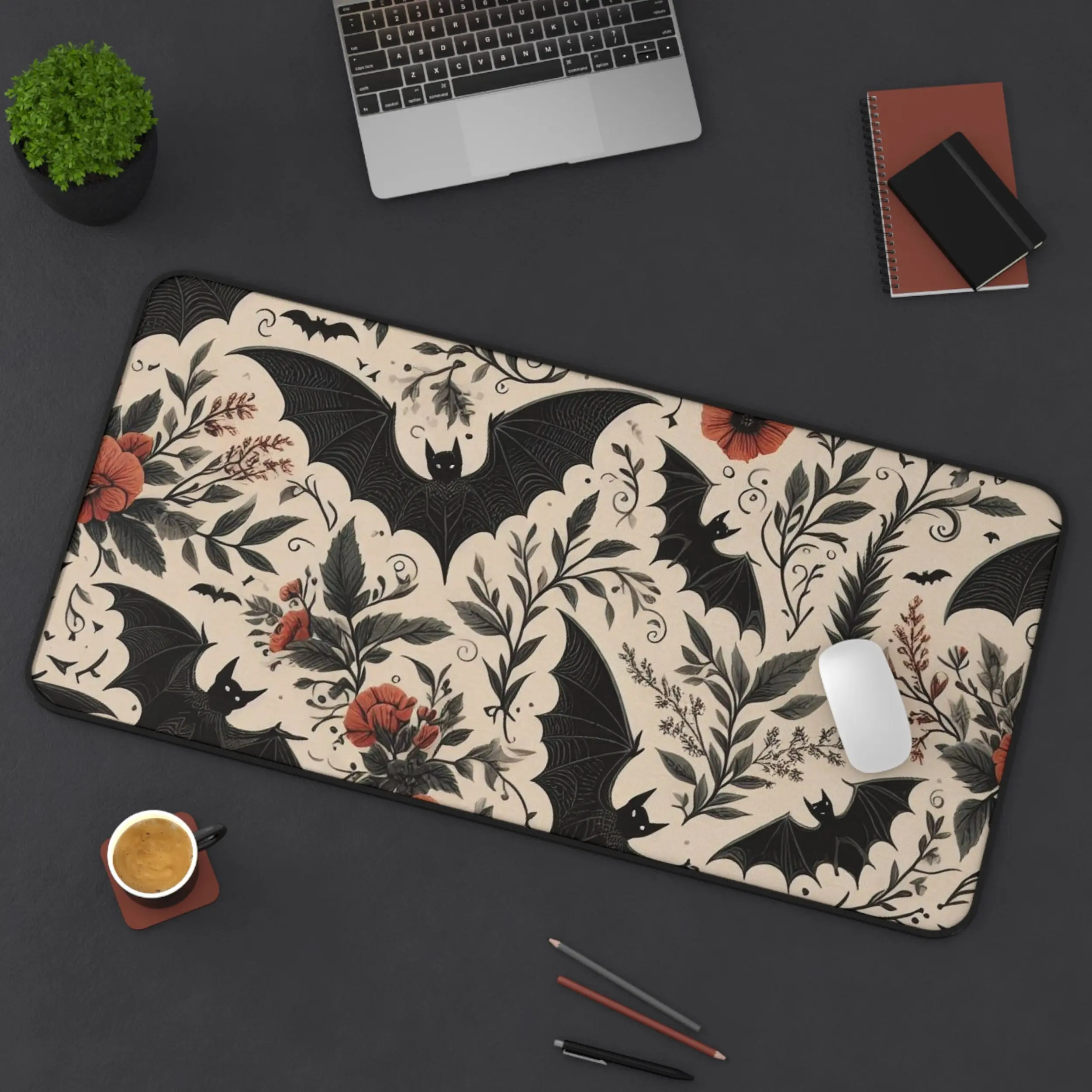 Cottagecore Bat Mouse Pad, Keyboard Mat, Spooky Goth Desk Mat, Cottagecore Bat Halloween Playmat For Computer Accessories, Gift For Gamers