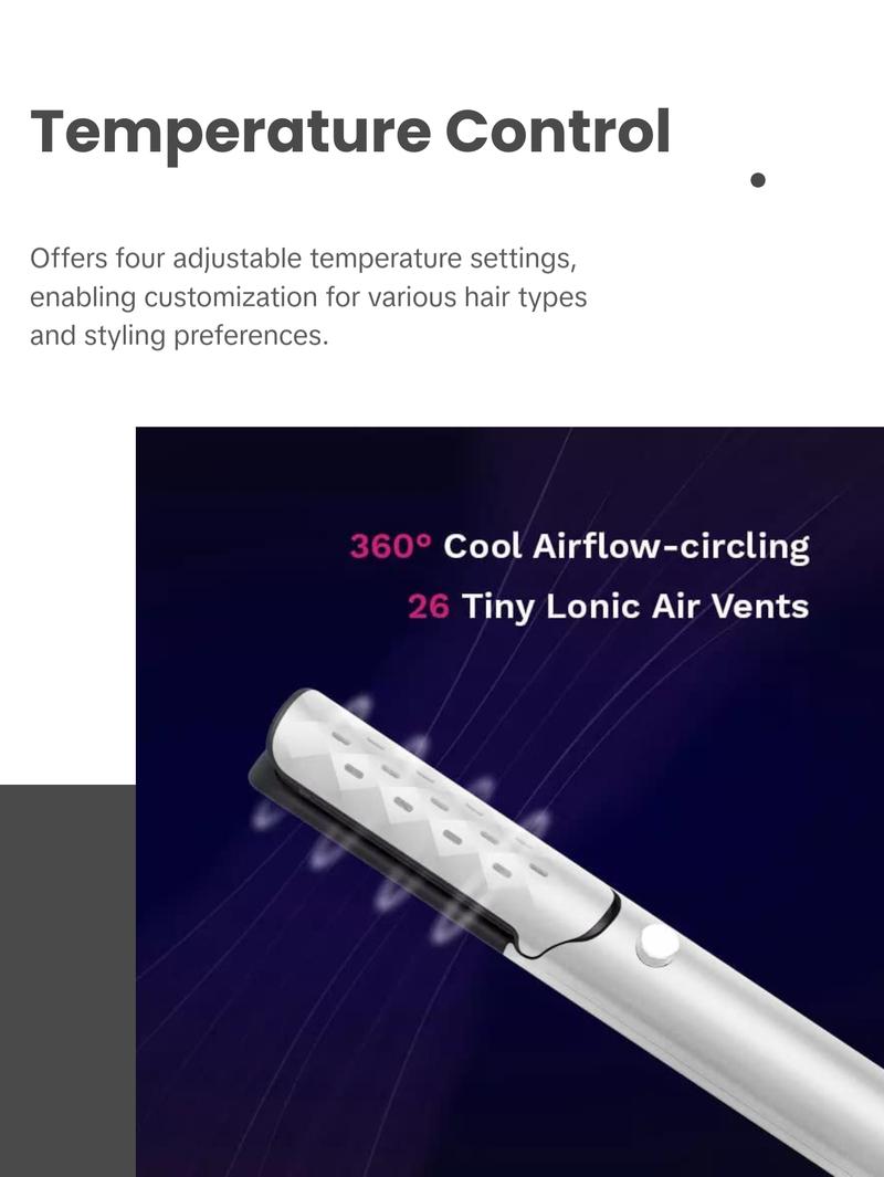 AIKO PRO 2 in 1 Ceramic Cool Airflow Hair Styler Portable Hair Straightener and Curler, 3D Floating Plate Flat Iron, Cool Air Styler, Travel-Friendly Dual Voltage White