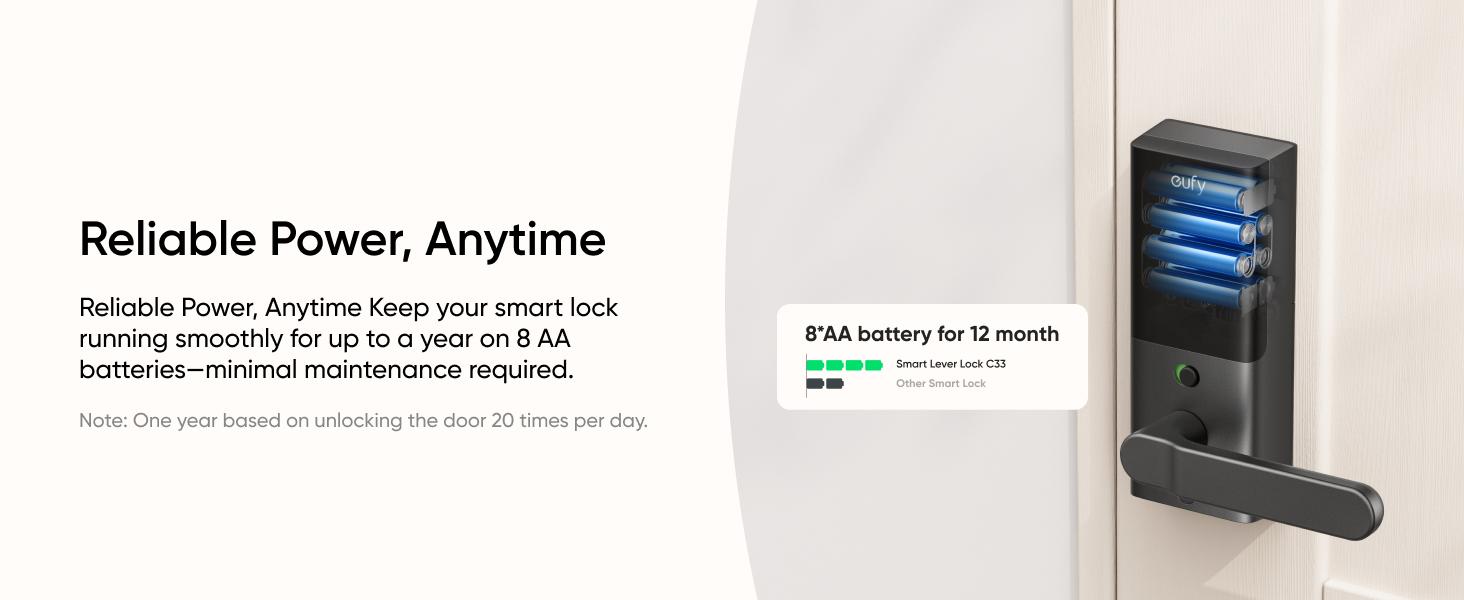 eufy Smart Lock C33, Keyless Fingerprint Door Lock with Handle, Integrated Wi-Fi, Remote Control via App, Biometric Entry Knob, Auto-Locking, IP53 Waterproof (2025 New Version)