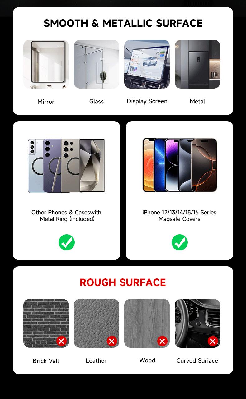 New-MAGIC JOHN 360° Magnetic Phone Holder Strong Magnetic Grip, Anti-Slip Base & Foldable Design for Car, Home & Travel