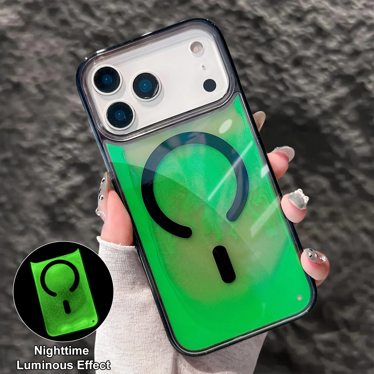 Luminous Effect Moving Magnetic Cover for iPhone 17 Pro Max 16 15 14 13, Case [Compatible with Magsafe] Noctilucent Glow in the Dark Flowing Glitter Sparkle Liquid Clear Bumper