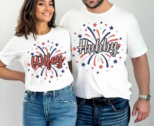 Patriotic Couple Shirt, Hubby and Wifey Matching 4th of July Shirt, Independence Day Husband Wife Tee, July Fourth Party, Patriotic Couple Shirt, Hubby and Wifey Matching 4th of July Shirt, Independence Day Husband Wife Tee, July Fourth Party