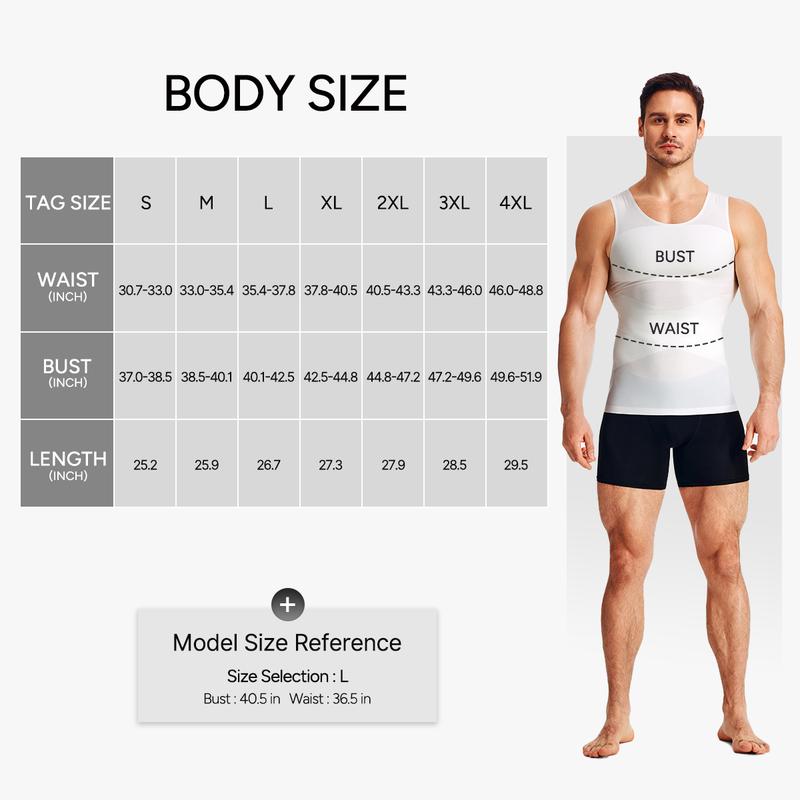 Nebility Men’s Menswear Shapewear Compression Shirt Body Shaper Tank Top Tummy Control Undershirt Back Cross Support Correcting Hunchback