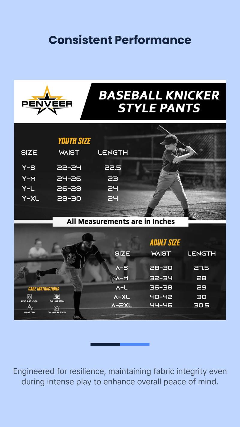 Penveer Knicker Style Adult Baseball Pants with Durable Snap Zip, Elastic Bottom Mens Baseball Pants (Gray)