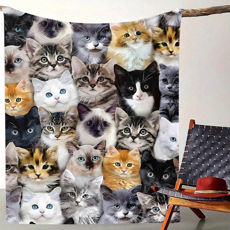 Cute Cat Pattern Blanket, Soft Comfortable Throw Blanket, Air-conditioned Room Blanket, Warm Nap Blanket for Home & Office, Fluffy Blanket Cute Cat Pattern Blanket, Soft Comfortable Throw Blanket, Air-conditioned Room Blanket, Warm Nap Blanket for Home & Office, Fluffy Blanket