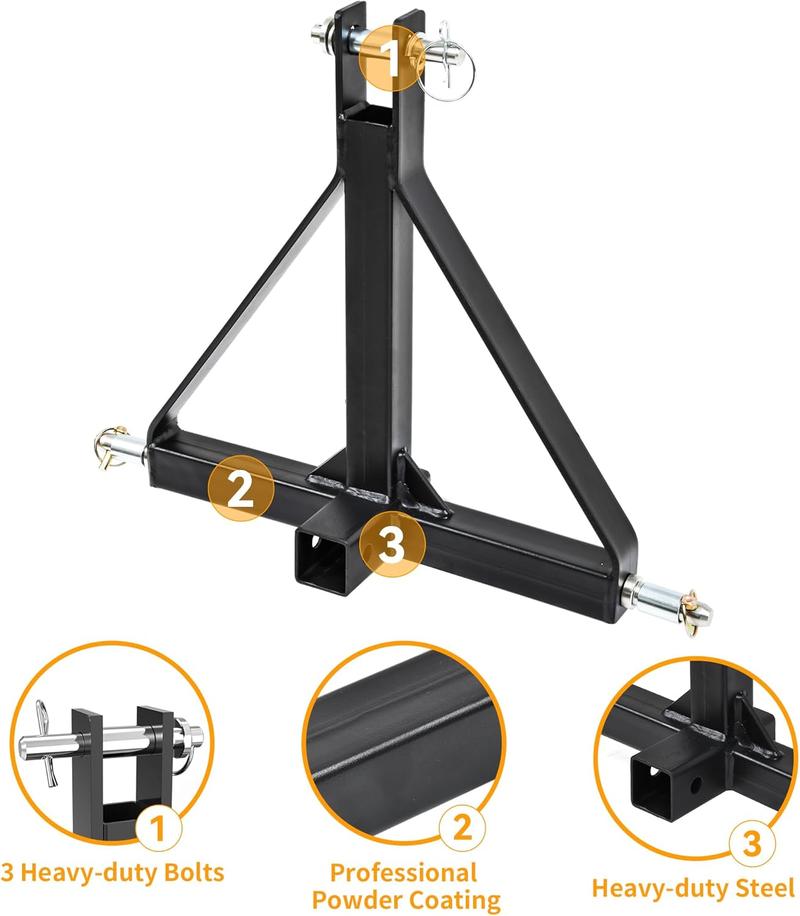 YITAMOTOR 3 Point Hitch Receiver with 2" Receiver Trailer Hitch for Tractor Category 1 Attachments for Kubota, BX, LM25H, WLM Tractor, NorTrac, Yanmar, Kioti, Cat, John Deere, CAT 1 Hitching YITAMOTOR 3 Point Hitch Receiver with 2" Receiver Trailer Hitch for Tractor Category 1 Attachments for Kubota, BX, LM25H, WLM Tractor, NorTrac, Yanmar, Kioti, Cat, John Deere, CAT 1 Hitching