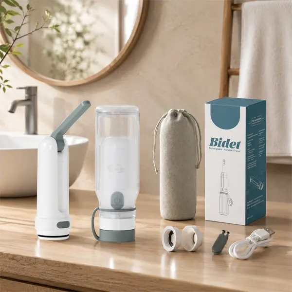 Portable Electric Bidet for Toilet, USB Type-C Rechargeable Handheld Travel Bidet Sprayer, Foldable Nozzle, 3 Adjustable Spray Modes, Leak-Proof Personal Hygiene Washer for Postpartum, Pregnancy, Camping & Travel