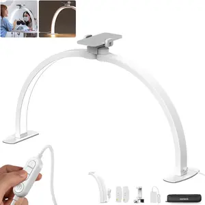 NEEWER BASICS HM02-D 36W 29" Half Moon Nail Desk Lamp, Foldable LED Arc Light with Adjustable Height & Brightness for Nail Tech, Lash & Tattoo Work