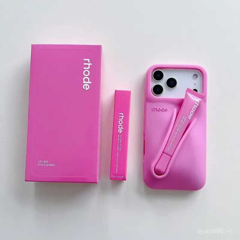 RHODE Phone Case & Lip Treatment Set for iPhone 11–17 Pro Max – Soft Touch Silicone, Trendy Style