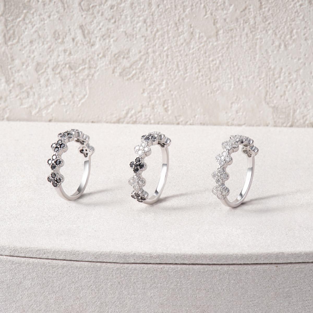 Delzzad 0.6ct Luxury Floral Eternity Band Cluster Ring Synthetic Moissanite Wedding Bands Ring S925 Moissanite Jewelry Perfect Birthday Engagement Wedding Anniversary Gift