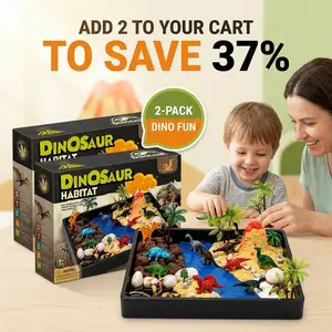 Dinosaur Habitat Activity Kit for Sand & Water Tables - DIY Dino World Sand Tray with Volcano & Swampy River Scenes - Kids Sensory Play Toy Gift, 1/2 Pack Options
