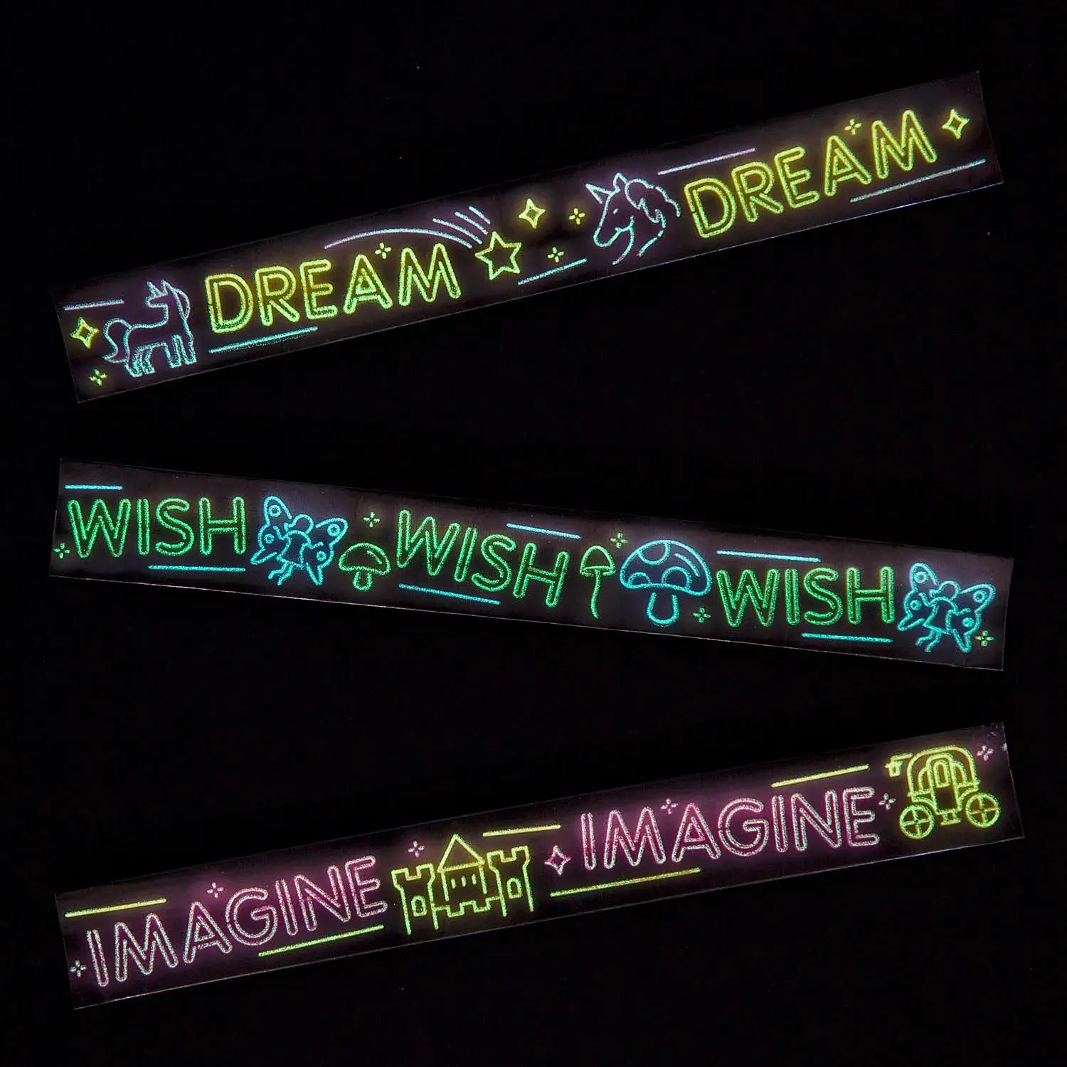 9" x 1" Glow-in-the-Dark Neon Magical Slap Bracelets - 12 Pc.