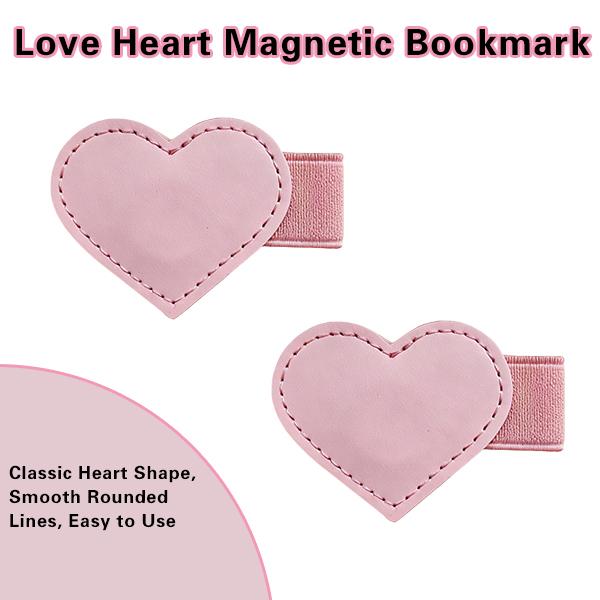 Heart-Shaped Magnetic Leather Bookmarks with Pen Holder Gift Box for Book Lovers Readers Cute Leather Bookmarks for Women Girls 2Pcs