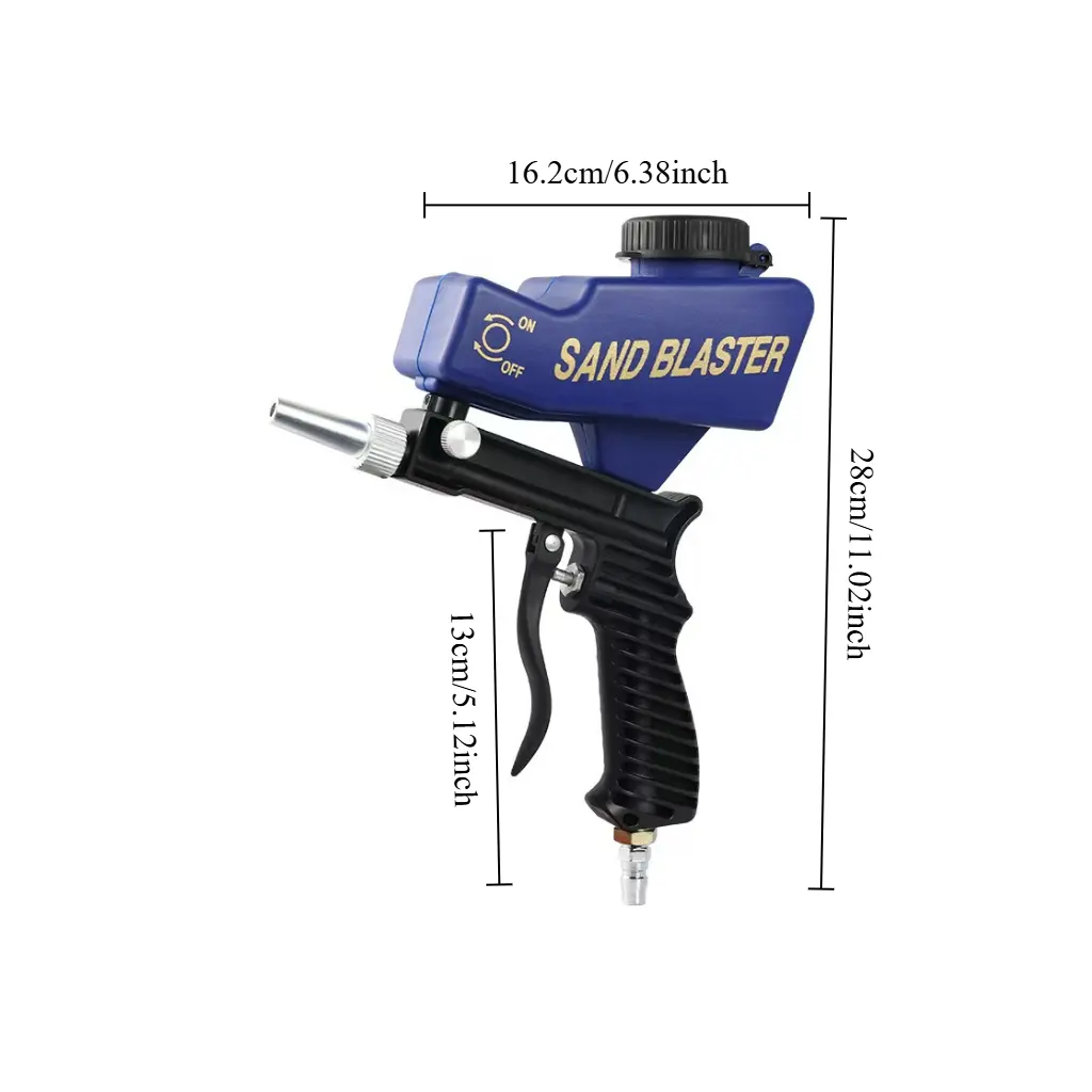 Handheld Pressure Lightweight Pneumatic Sandblasting Gun with Handle, Power Tools for Home Use, Metal Rust Removal Tool Kit