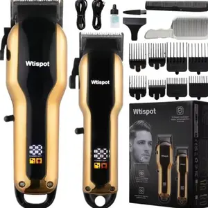 Wtispot Men's Electric Hair Clipper Set Home Shaver All Metal Alloy Blade LCD Display Carving Design Portable Accurate Trimmer Father's Day Gift Professional Cordless Hair Trimmer Kit