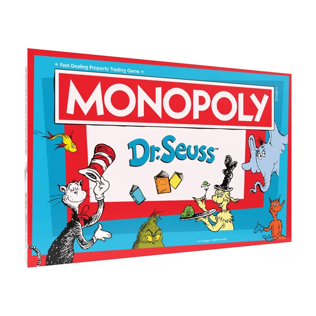 Hasbro Monopoly Dr. Seuss Board Game for Family Memory Fun - Includes Collectible Cards, Themed Tokens, Unique Titles, Flower-Inspired Design