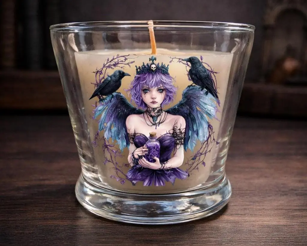 Gothic Fairy Candle | Raven Art, Dark Fantasy Decor