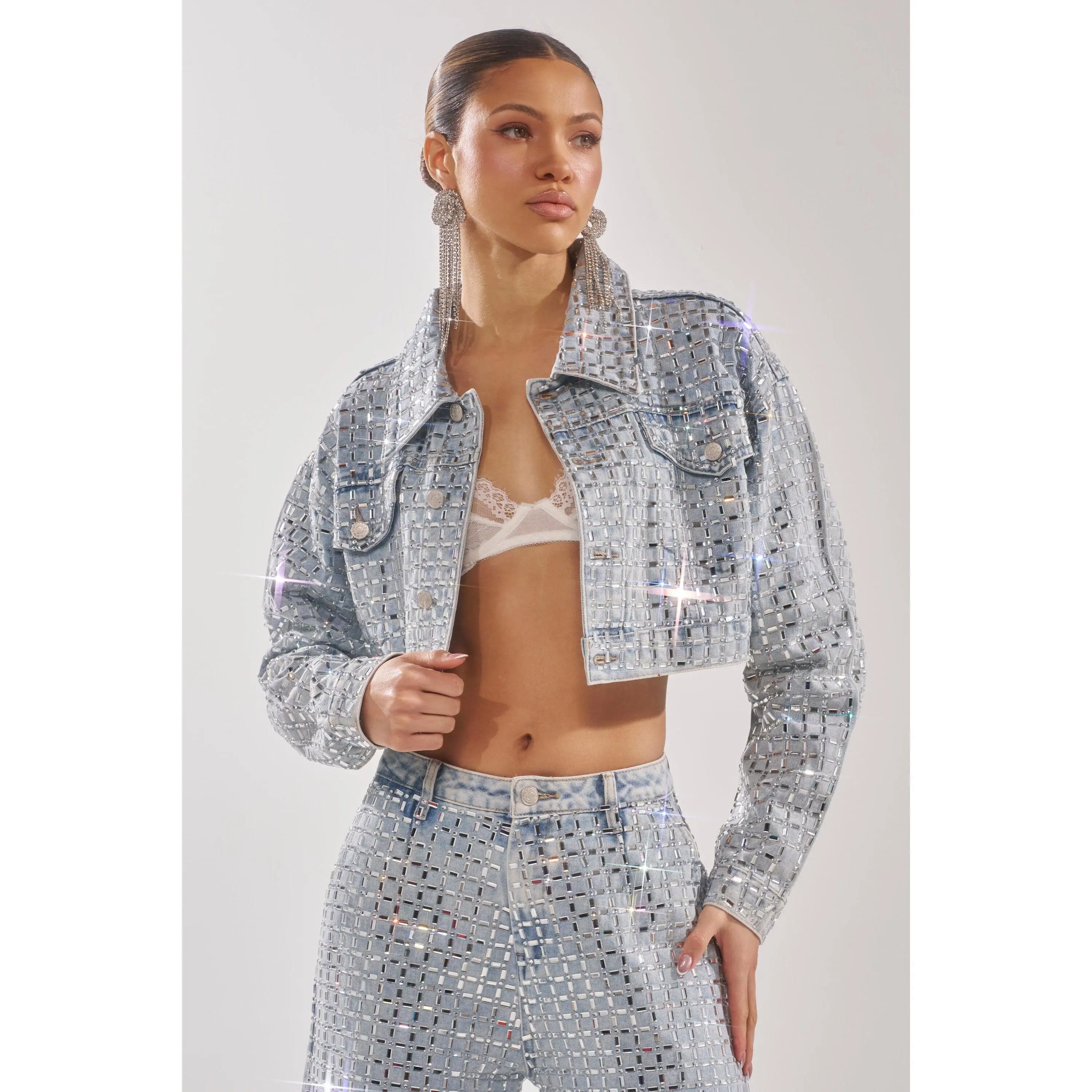 PICK N CHOOSE RHINESTONE DENIM JACKET