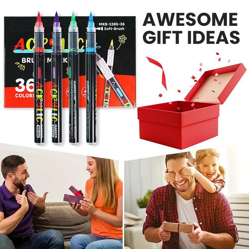 Acrylic Paint Markers, Soft Brush Tip Pens and Markers, Acrylic Paint Pens for Wood, Stone, Canvas, Glass, Fabric, Egg, Rock Painting and DIY Crafts Art Supplies (36)
