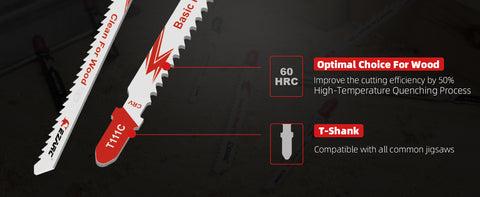 30count T-Shank Assorted Jig Saw Blade Set for  Wood, Plastic and Metal Cutting, FathersDayGift
