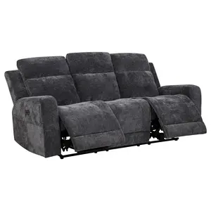 Kennett Chenille Upholstered Power Reclining Sofa Dark Grey