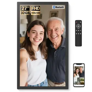 BSIMB Large Digital Picture Frame 27 Inch, 1920x1080 FHD WiFi Digital Photo Frame Electronic 32GB Display, Wall Mount Included, Share Pictures/Videos via App Easy Setup Gifts for Mom(Non-Touch), White