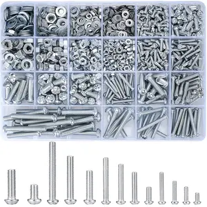1080 Pcs Screws Bolts and Nuts Assortment Kit, Metric Machine Screws and Nuts and Flat Washers, M3/M4/M5/M6 Cross Slotted round Head Bolts Sets (C) WJLSKJ